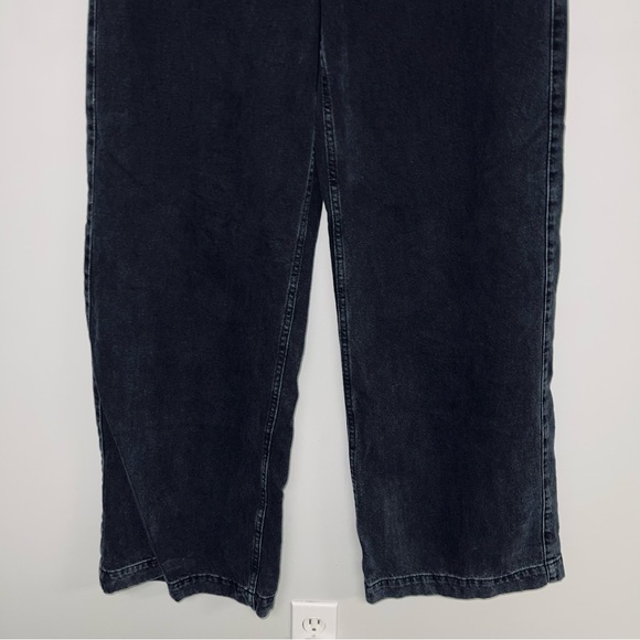Zara Jeans Women's‎ Size Large Black Wash Denim Wide Leg High Rise Front Tie - Picture 7 of 16